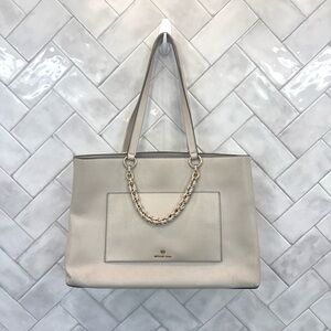 Michael Kors Cream Tote with Gold Chain Accent